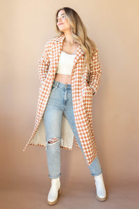 mode, elegant houndstooth coat
