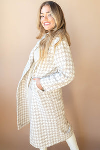mode, elegant houndstooth coat