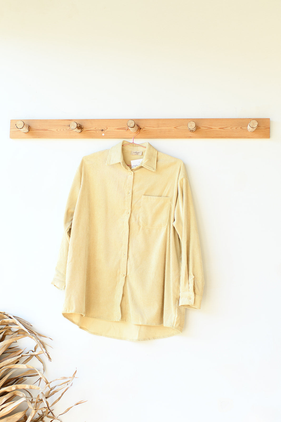 mode, corduroy story button up top