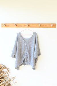 mode, roll-up sleeve back ruching top