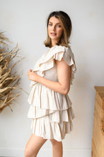mode, heavenly one shoulder ruffled mini dress