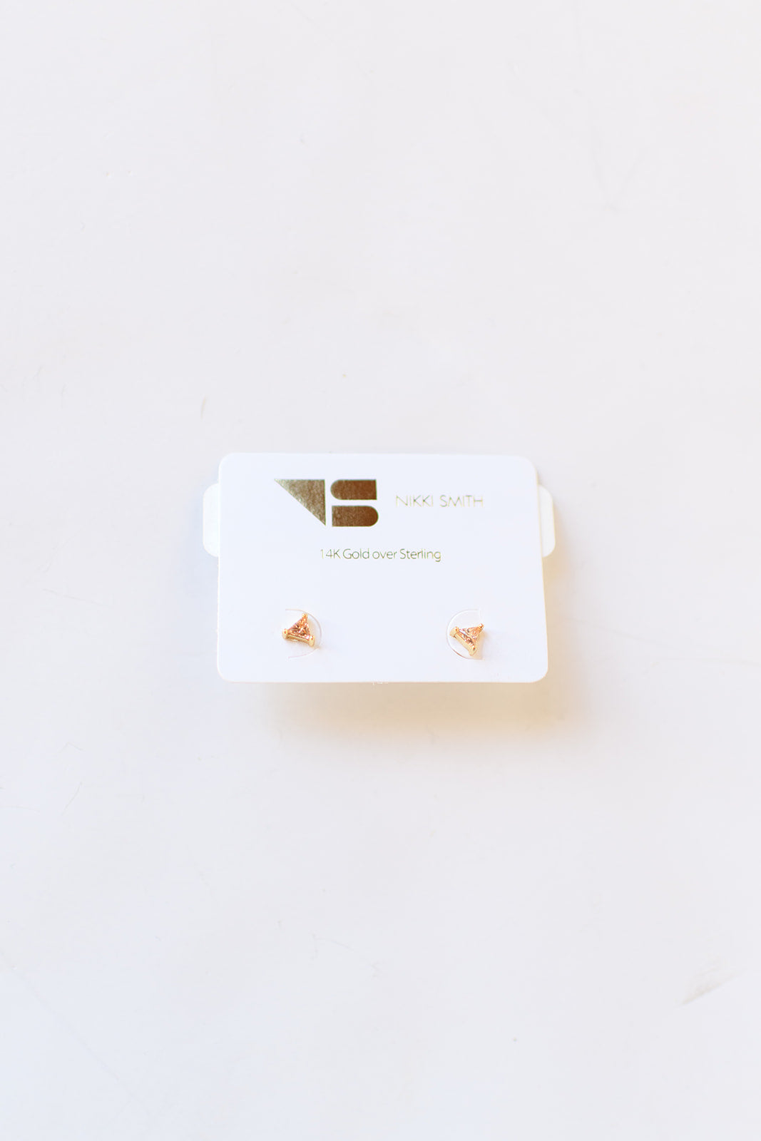 mode, blush triangle studs