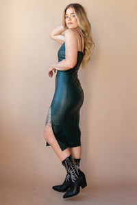 mode, connor faux leather midi dress