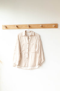 mode, checked out linen long sleeve