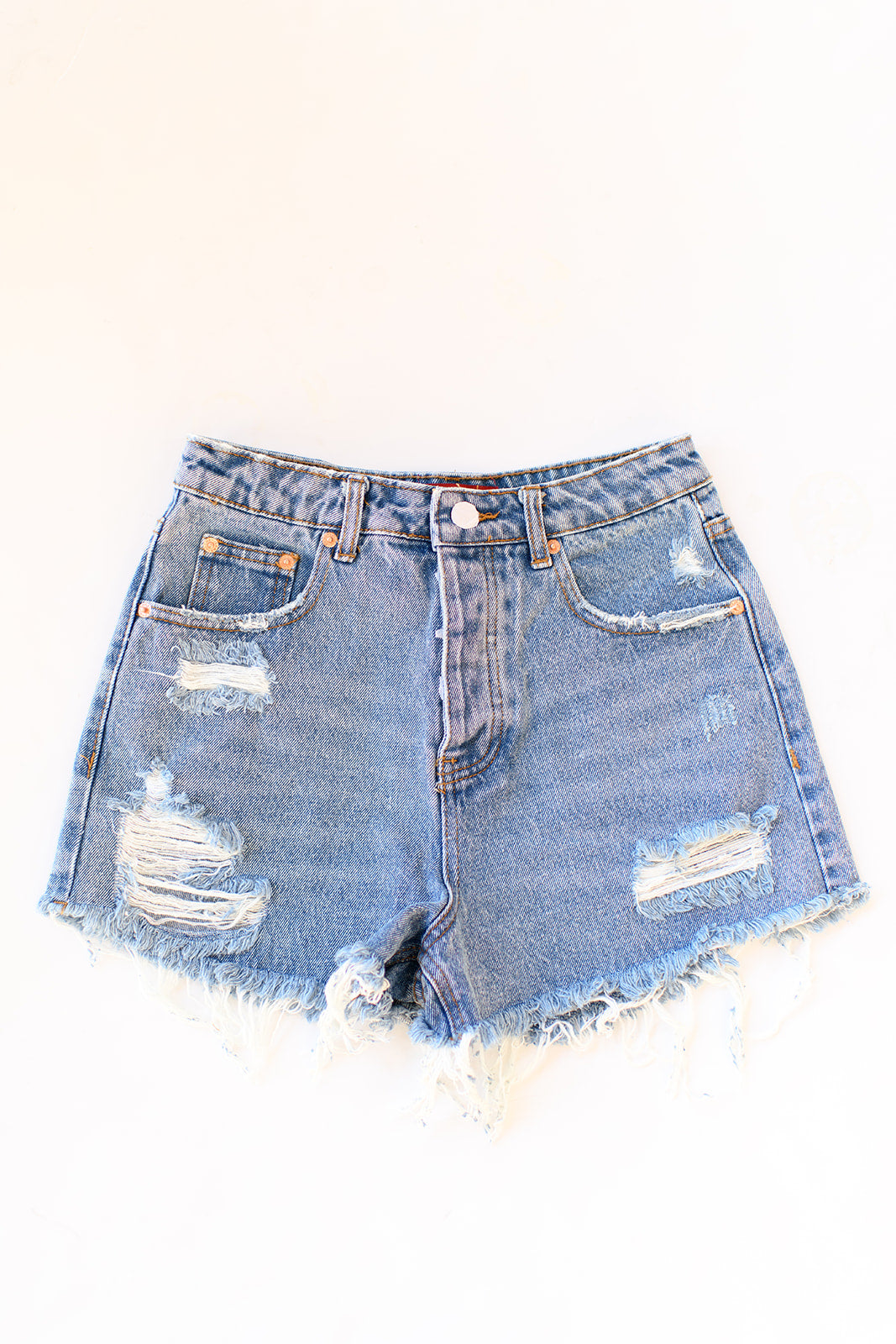 mode, high waisted denim shorts