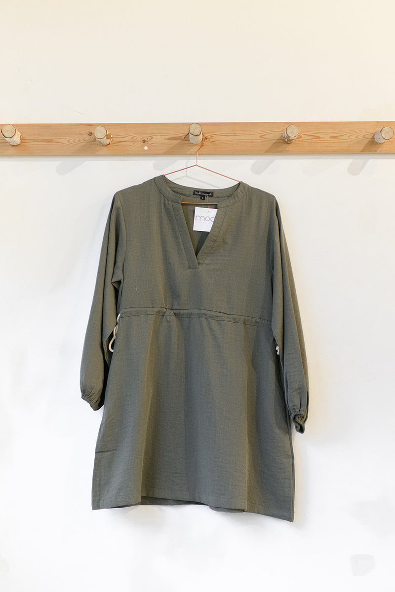 drawstring waist mini dress