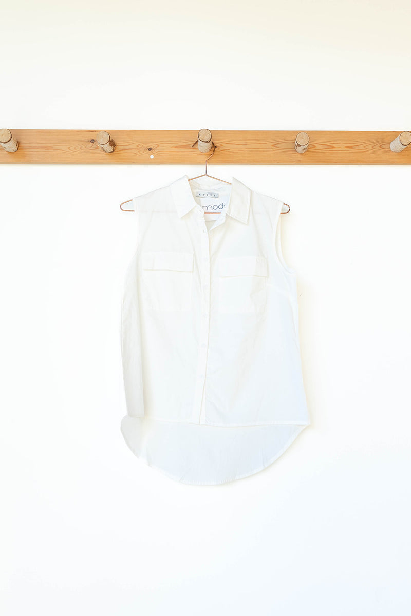 mode, nancy button up tank