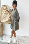 drawstring waist mini dress