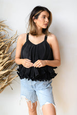 mode, date night frills crop top