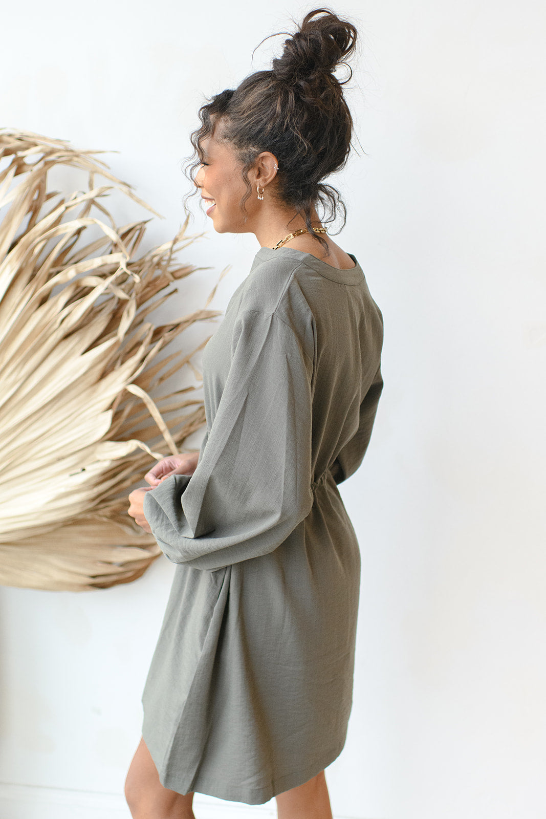 mode, drawstring waist mini dress