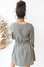 drawstring waist mini dress