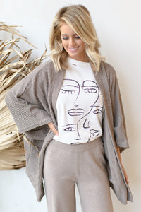 mode, waffle knit kimono