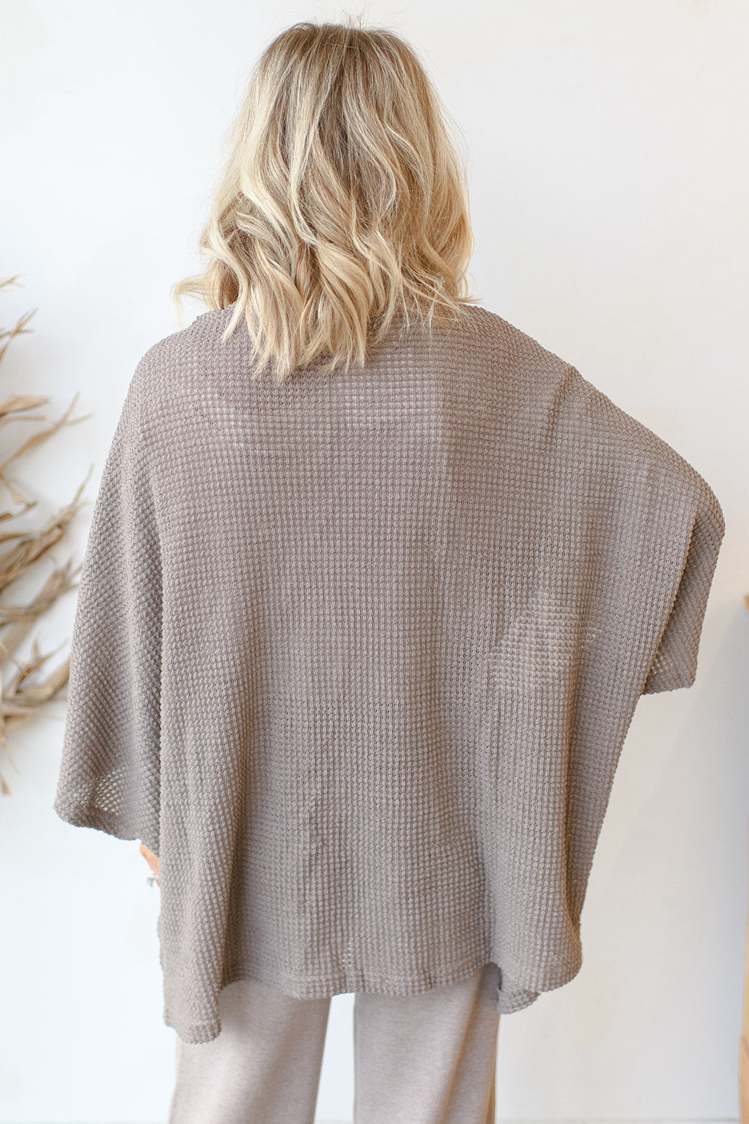 mode, waffle knit kimono