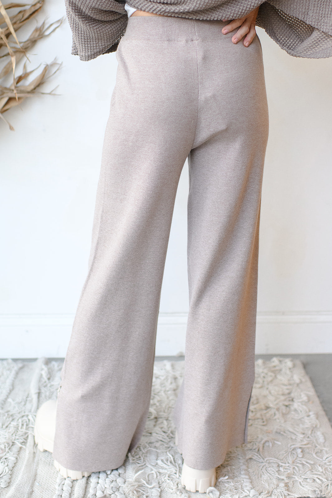 mode, side with me slit sweater pants