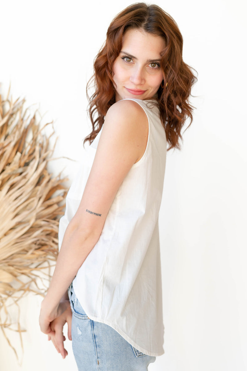 mode, nancy button up tank