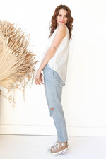 mode, nancy button up tank