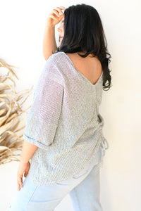 mode, roll-up sleeve back ruching top