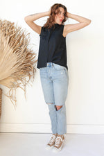 mode, nancy button up tank