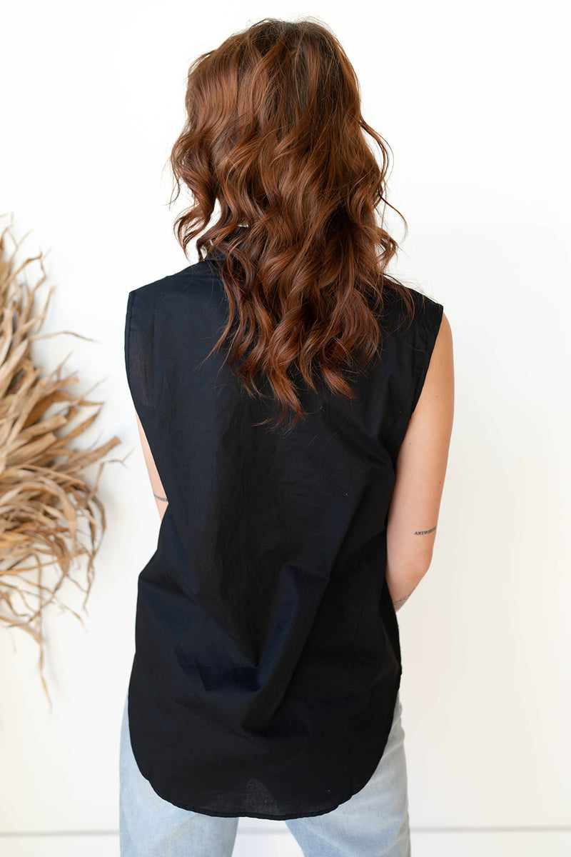 mode, nancy button up tank