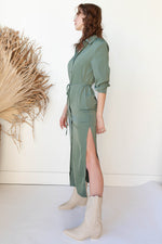 mode, ellison button down dress