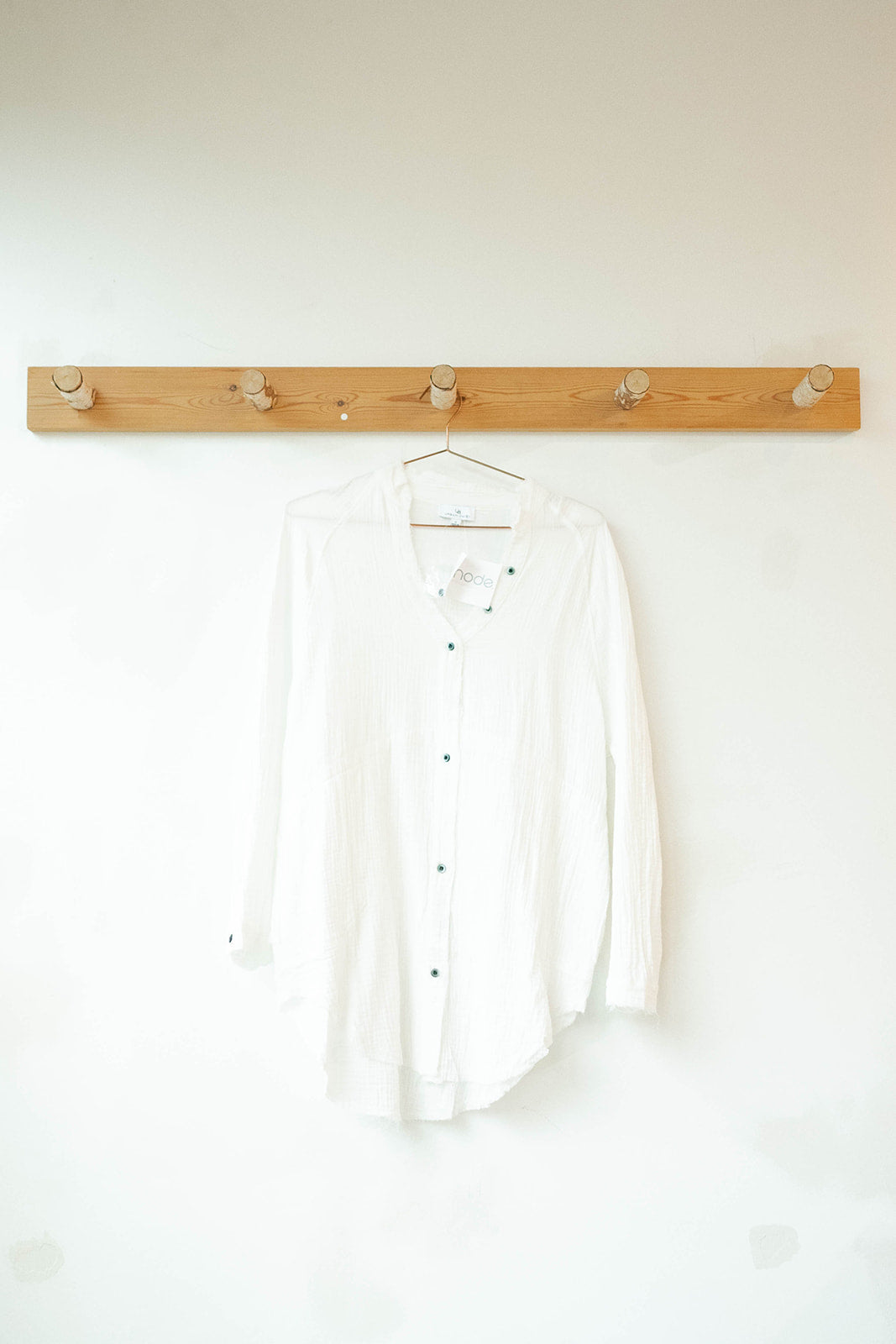 mode, plush gauze button down