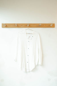 mode, plush gauze button down