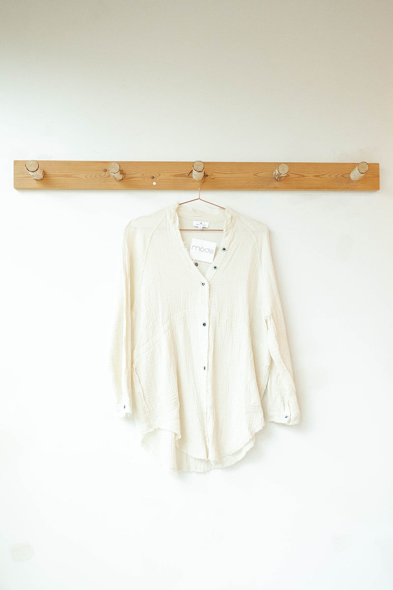 plush gauze button down