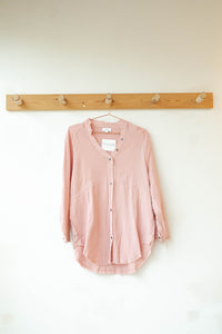 mode, plush gauze button down
