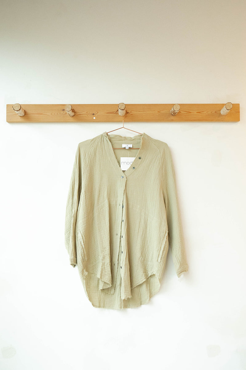 plush gauze button down