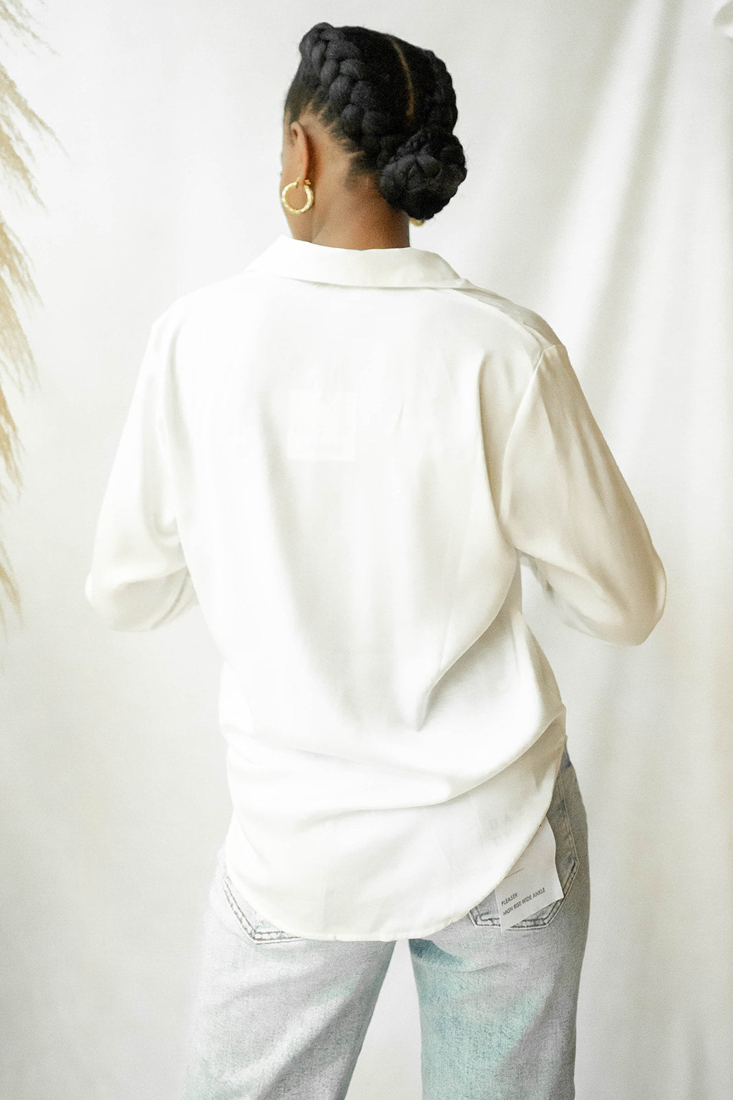 mode, plush gauze button down