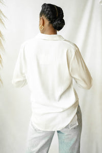 mode, plush gauze button down