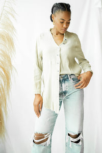 mode, plush gauze button down
