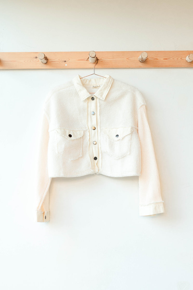 mode, oakleigh sherpa/twill jacket