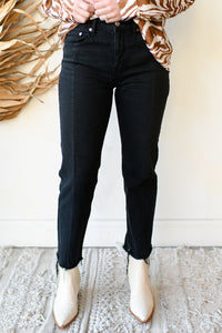 mode, straight up high rise jeans