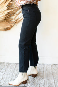 mode, straight up high rise jeans