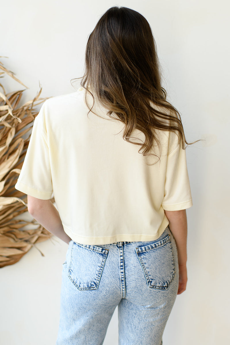 velour cropped shirt