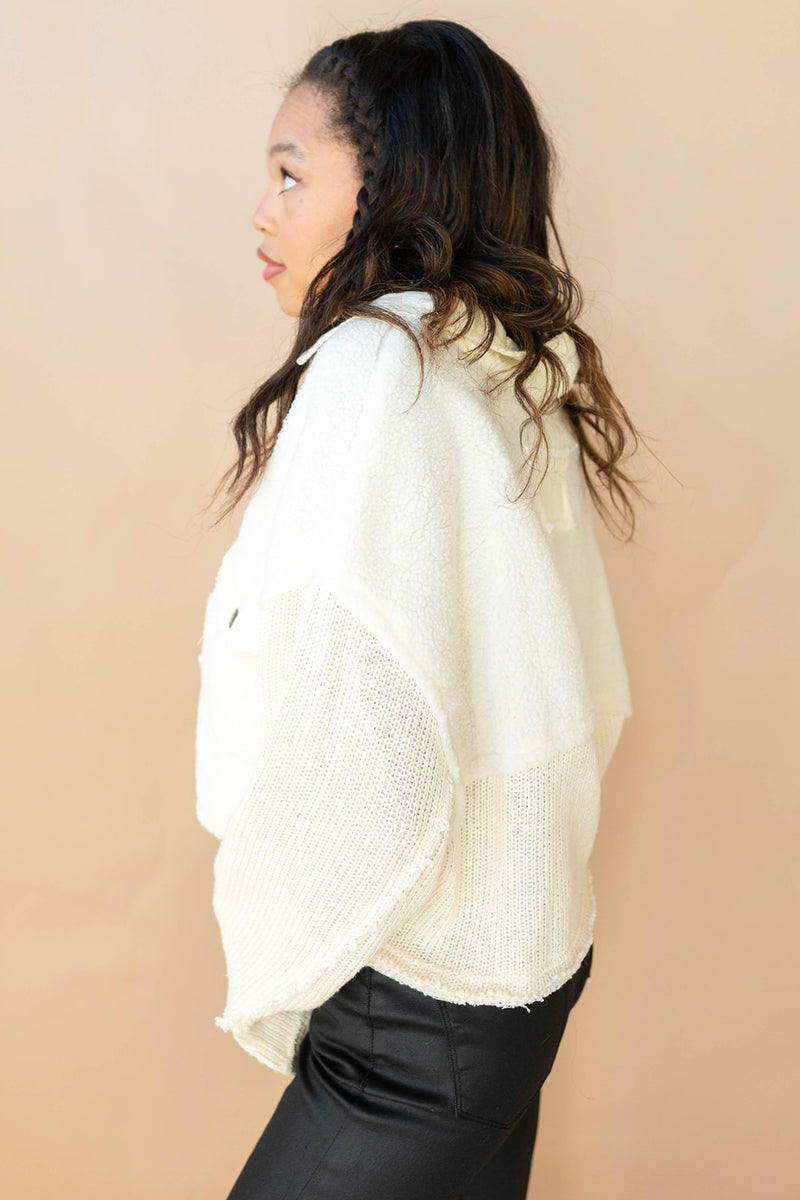 mode, oakleigh sherpa/twill jacket