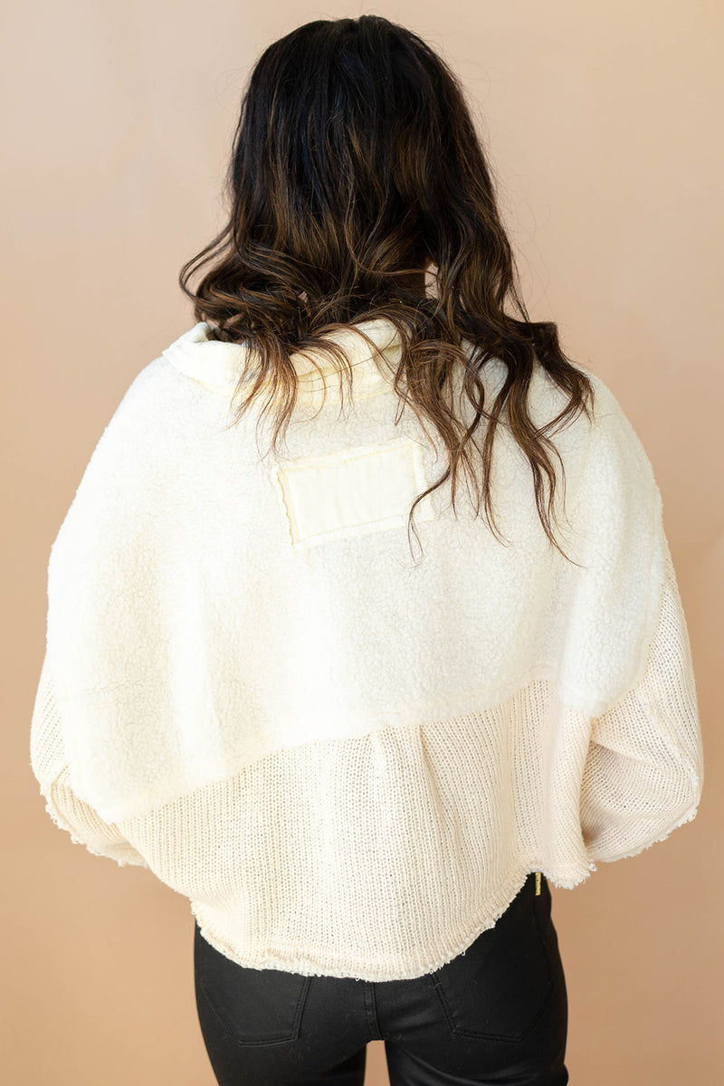 mode, oakleigh sherpa/twill jacket