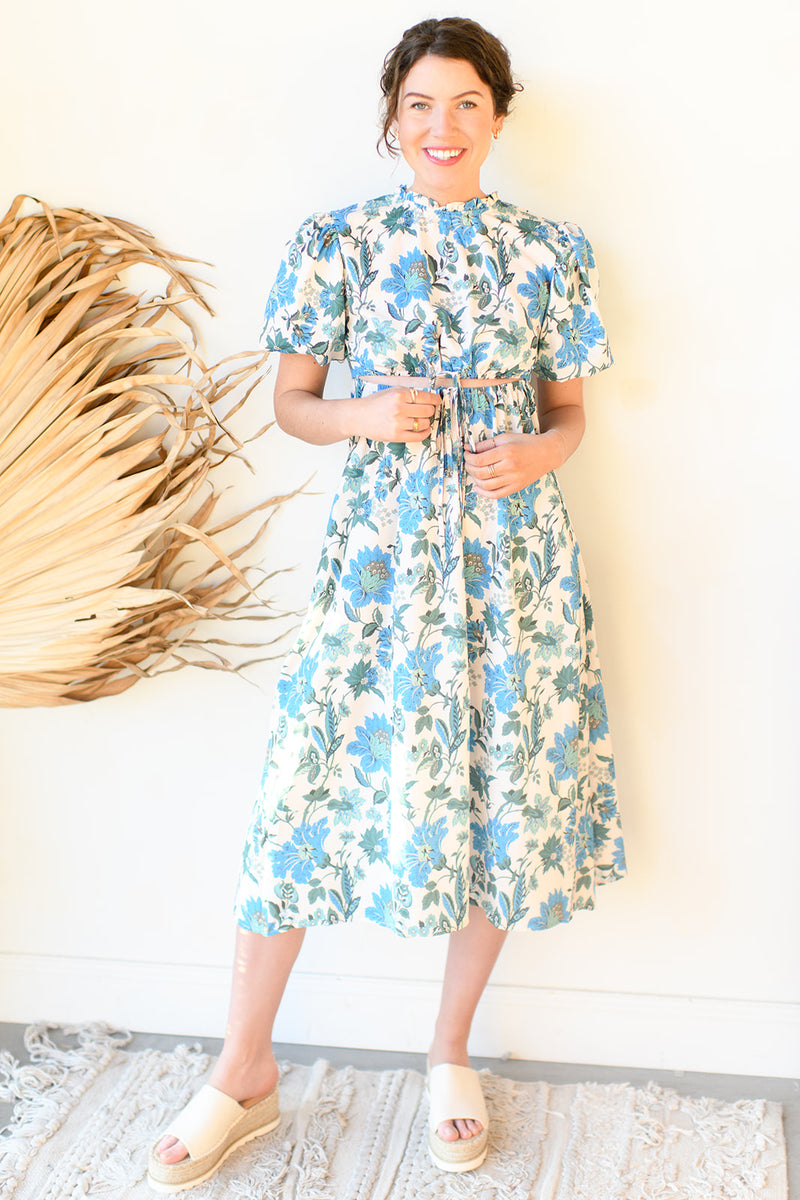 mode, royal blue maxi dress