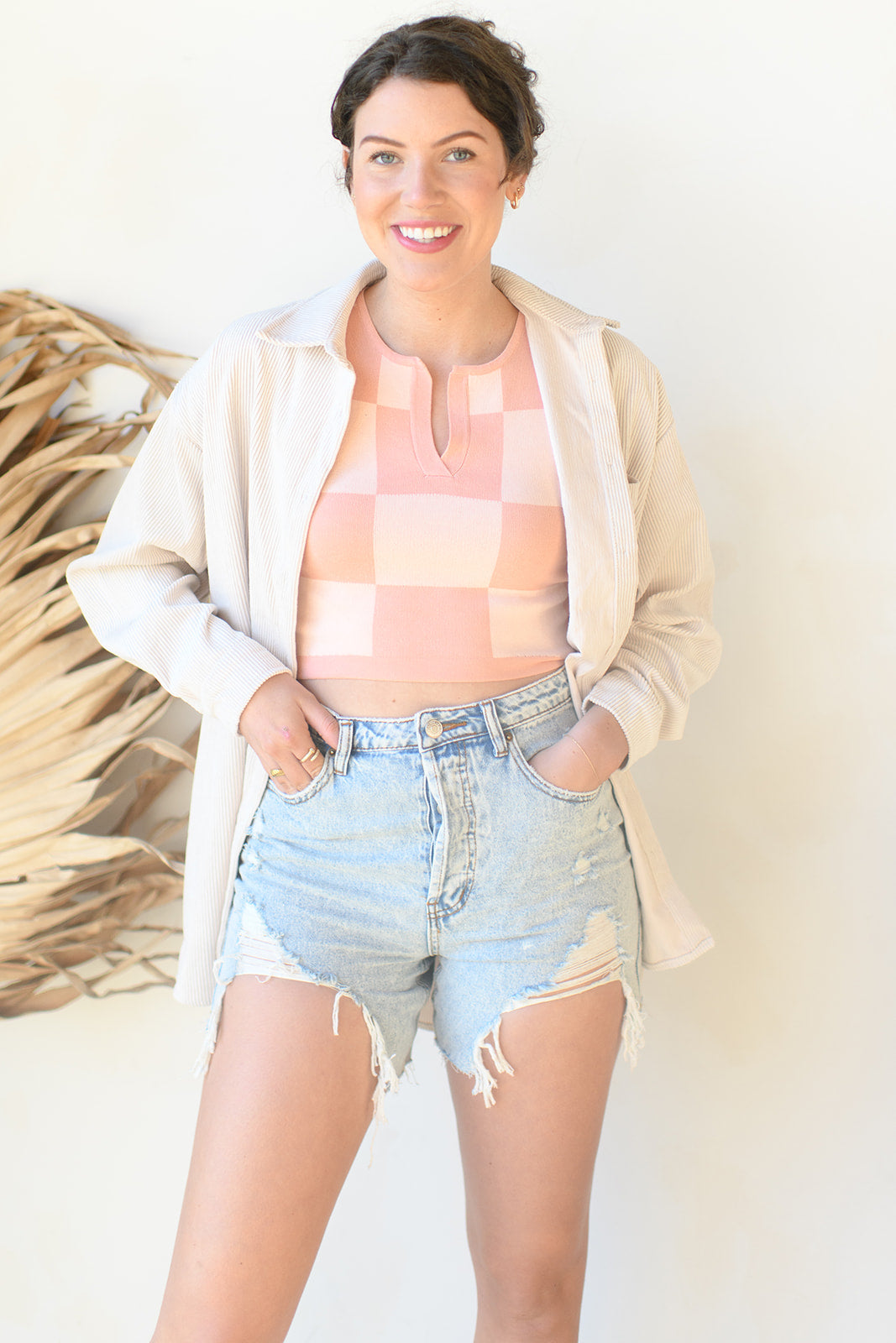mode, pink checkmate top