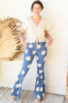 mode, oopsie daisy denim flares
