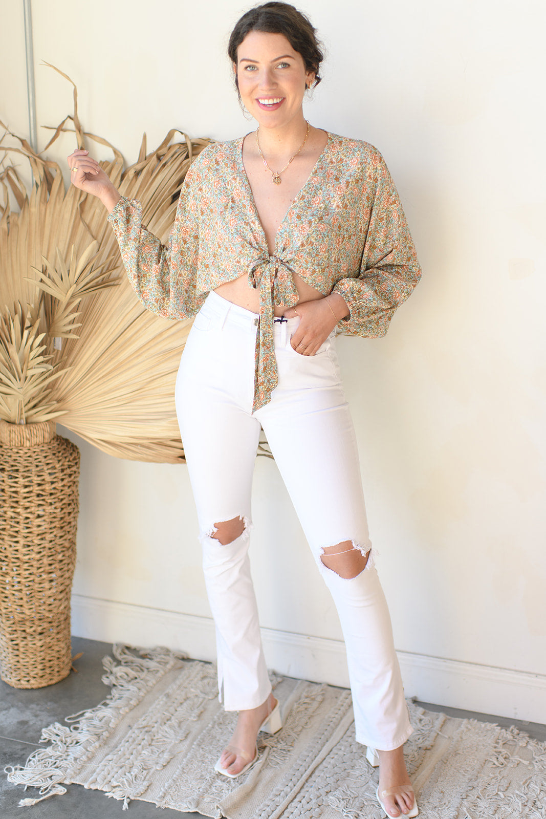 mode, side split jeans