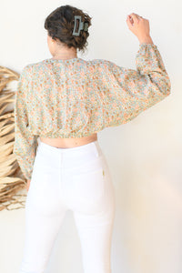 mode, midsummer florals tie front top