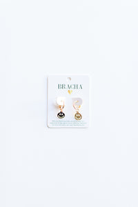 mode, smiley huggies earrings