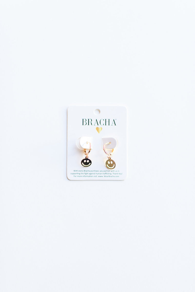 smiley huggies earrings