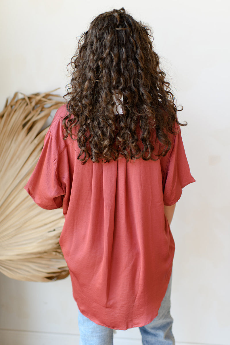 mode, satin boxy tunic top
