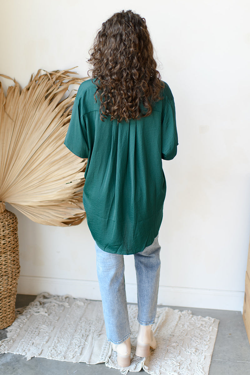mode, satin boxy tunic top