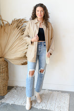 mode, vegan leather shacket