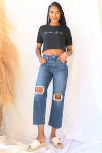 mode, pleaser high rise wide ankle jeans