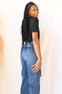 mode, pleaser high rise wide ankle jeans